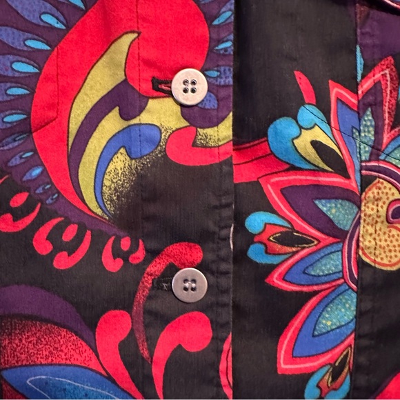 Chico's Women's Black Vibrant Cotton Blend Boho Blazer Size 2, US Large Retro - Picture 8 of 13